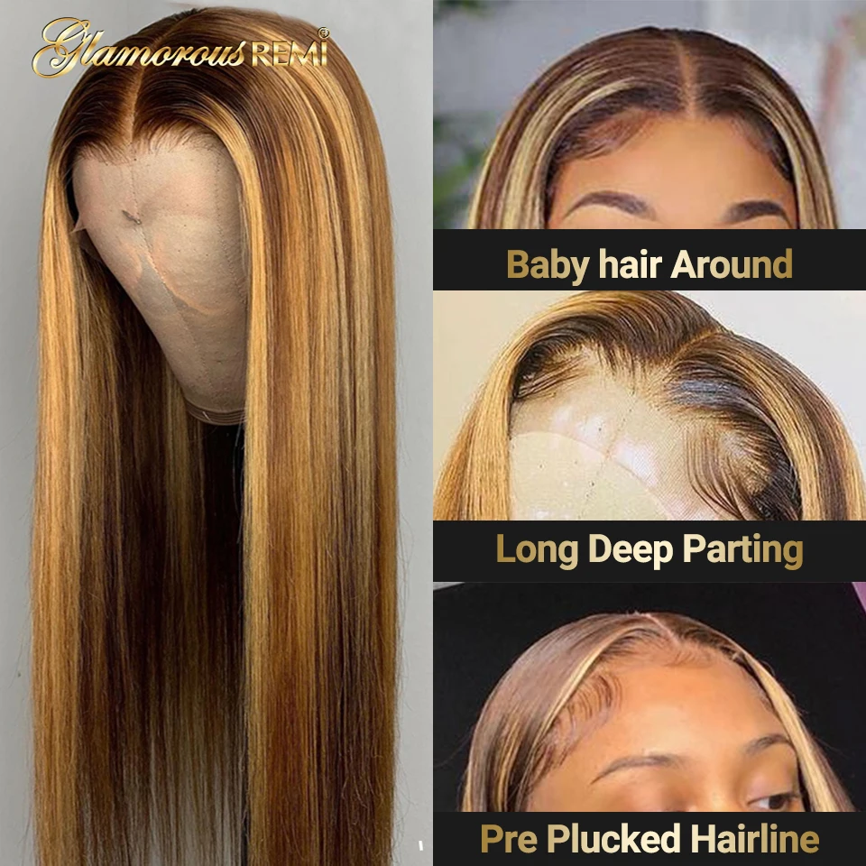 Прямые парики на сетке спереди для черных женщин бразильский медовый светлый