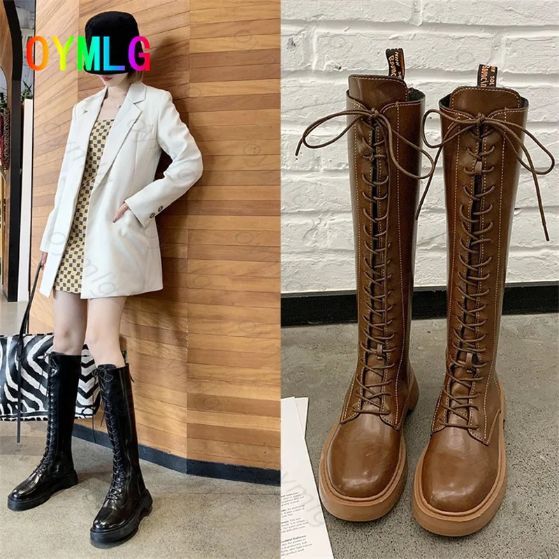 

Motorcycle Boots 2021 Fall Thick-soled Martin Boots Women But Knee Long Rider Boots Shoes High Calf Boots thigh high flat boots