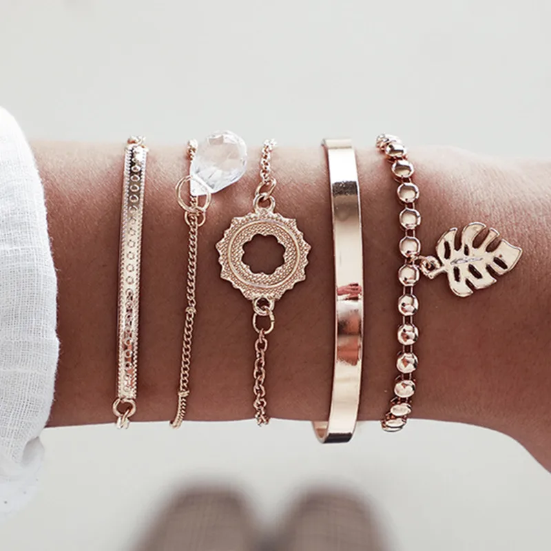 Женские винтажные позолоченные браслеты DIEZI 5 шт./компл. в форме капли воды