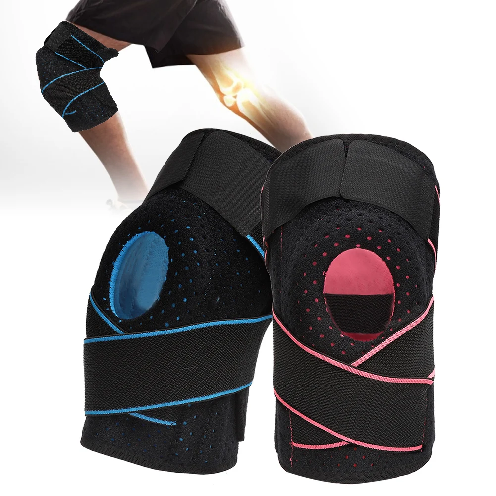 

1pc Knee Brace With Side Stabilizers Breathable Sweatproof Sport Band Compression Knee Support Silicone Shockproof Pad Protector