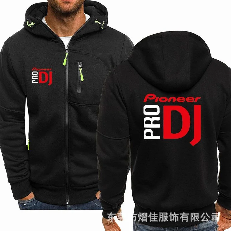 

Spring Men's Hoodies Pioneer pro DJ Casual HipHop Long Sleeve Hooded Sweatshirts Fashion Fleece riding Zipper Jacket Men Tops