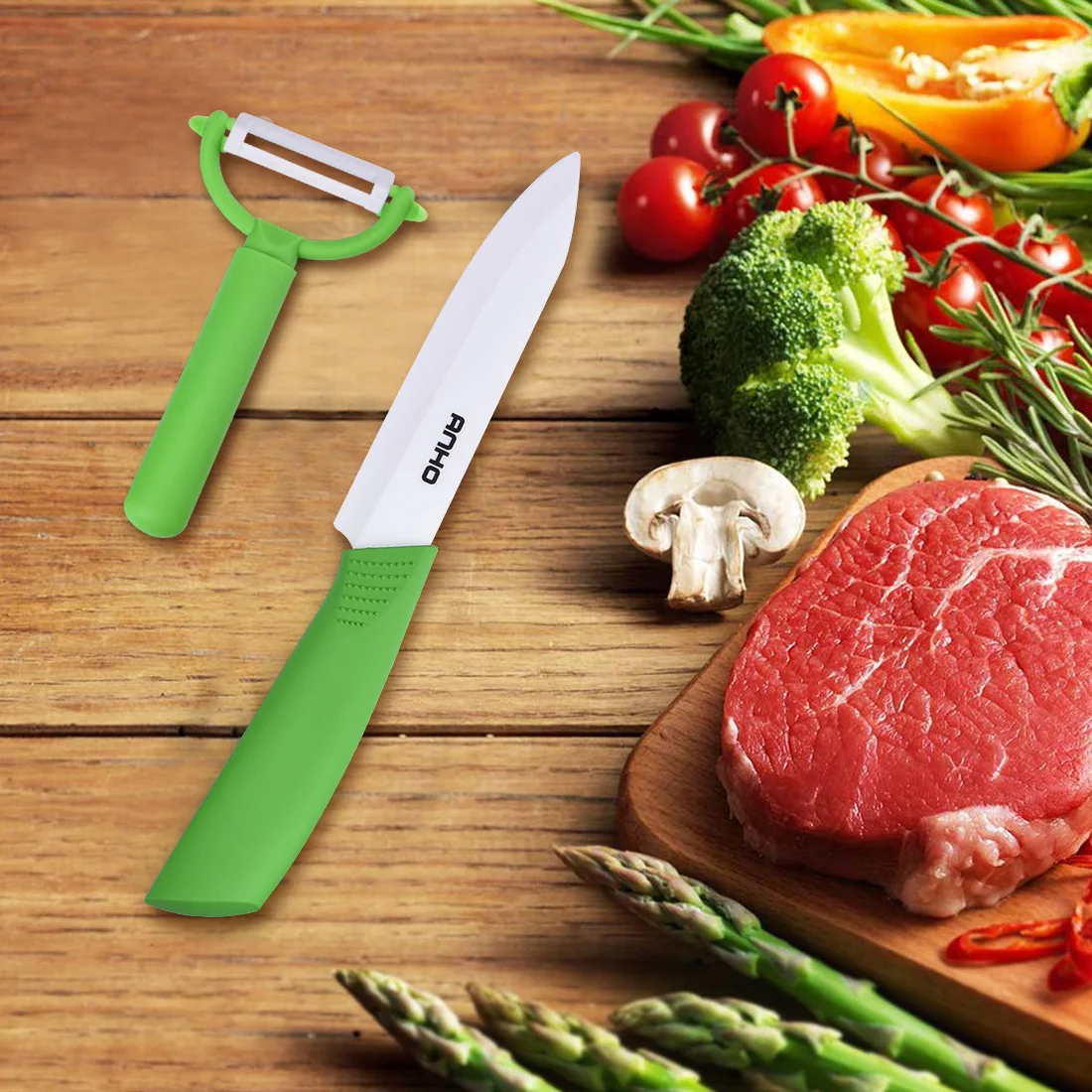 5 шт./компл. Керамика ножи Кухня ножи на возраст 3, 4, 5, 6, в нож шеф-повара набор для очистки фруктов и овощей белый цирконий лезвия с зеленой ручкой высокое качество