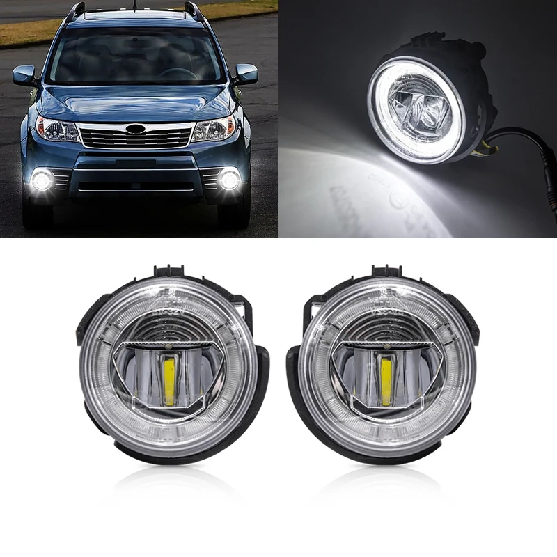 Светодиодные передние противотуманные фары DRL Halo подходят для Subaru Forester 2009-2013 Impreza