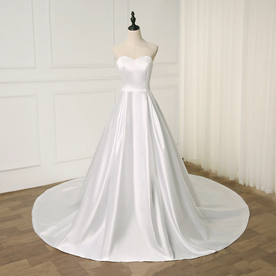Jiayigong Элегантное Атласное Милое Свадебное Платье Vestido De Noiva без рукавов