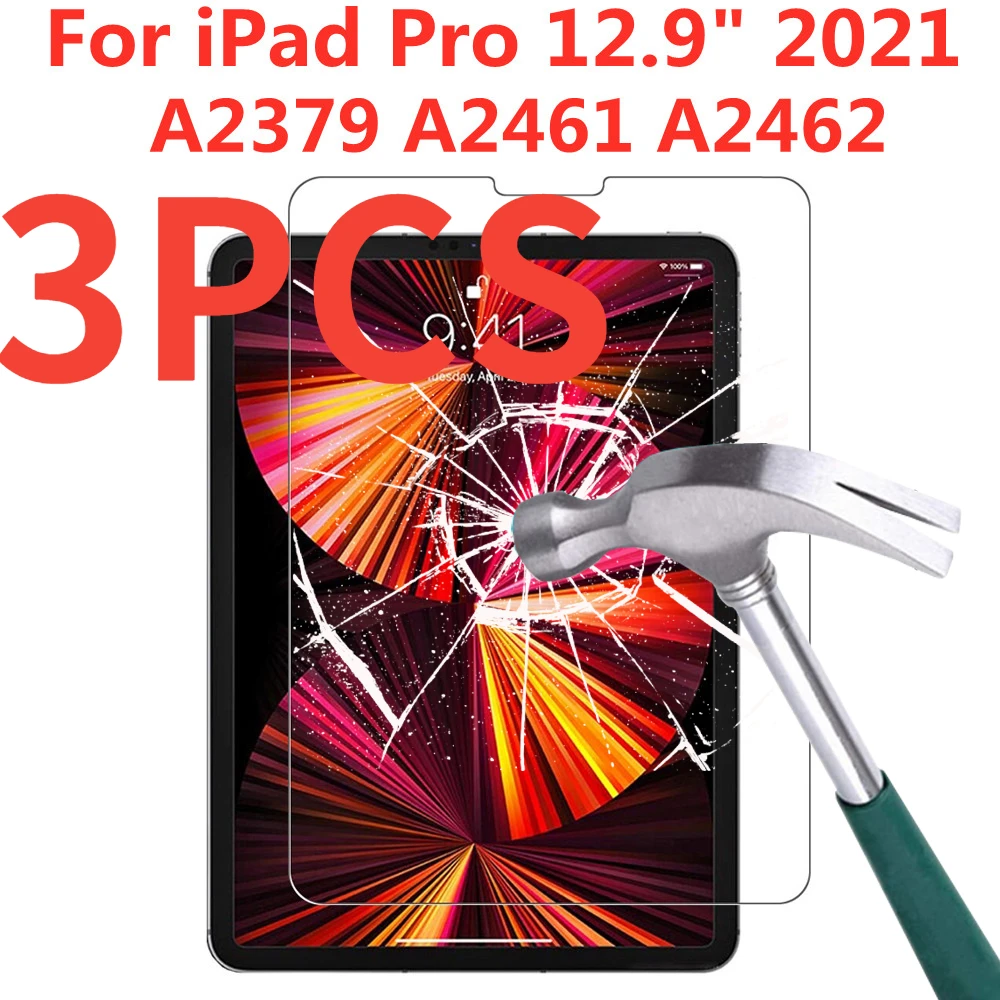 

Закаленное стекло 9H для iPad Pro 12,9 дюйма, защита экрана 2021 A2379 A2461 A2462, защитная пленка для планшета без пузырьков от царапин
