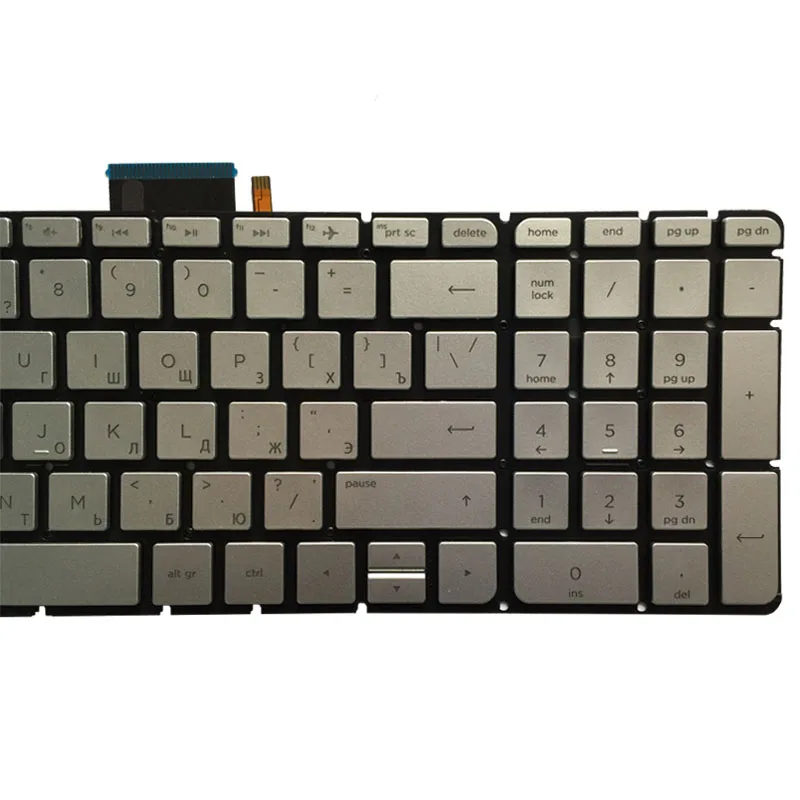 Русская клавиатура для ноутбука HP Pavilion 15 ab AK ab000 ab100 ab200 15z серебристая с подсветкой