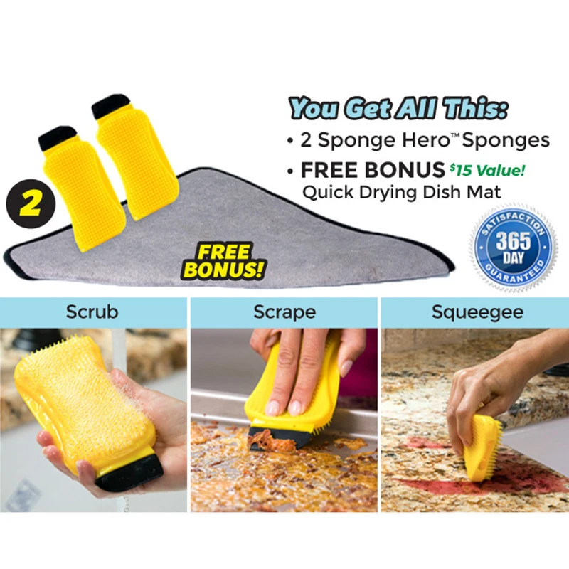 

3 In 1 Multifunction Silicone Sponge Bowl Cleaning Brush Scouring Pad Silicone Dish Sponge Kitchen Pot Cleaner Washing Tool XBFF