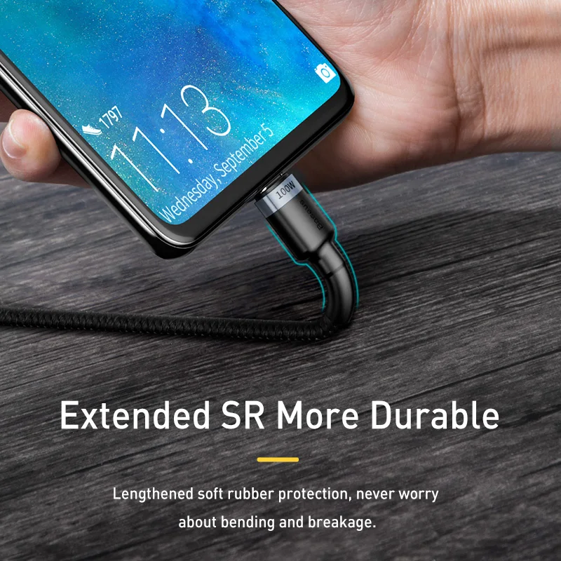 Baseus USB C к Type кабель 5A 100 Вт PD Быстрая зарядка 4 0 c для Xiaomi mi 10 8 Pro Samsung S20 Plus Ultra