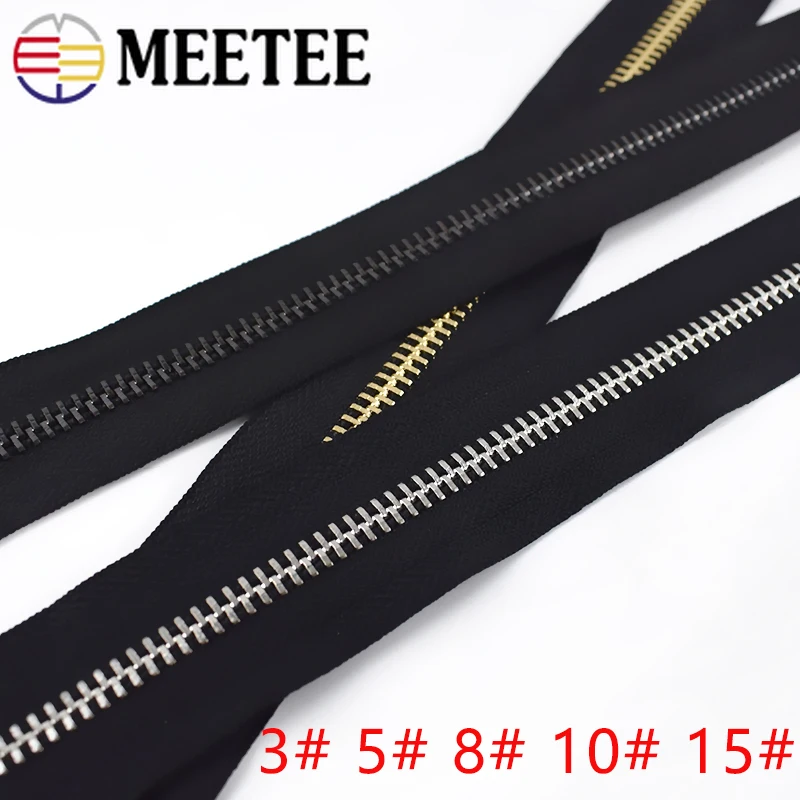 

2M 3# 5# 8# 10# 15# Metal Zipper for Jackets Code Loading Coil Zippers DIY Garment Sewing Zips Bag Repair Parts Zip Accessories