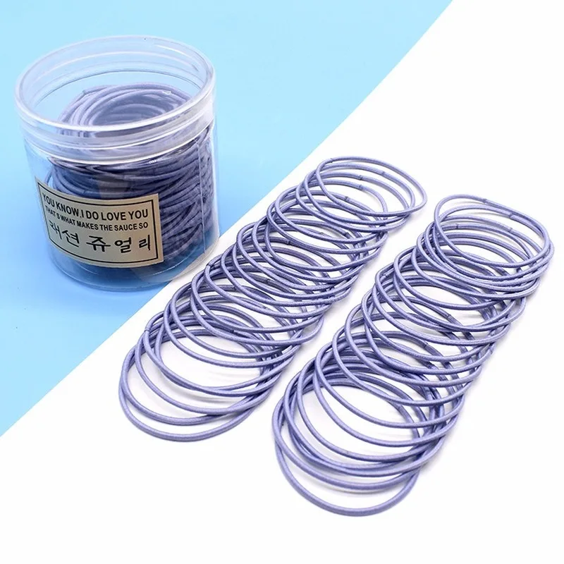 100 шт./компл. эластичные резинки для волос одноцветные девушек держатель конского