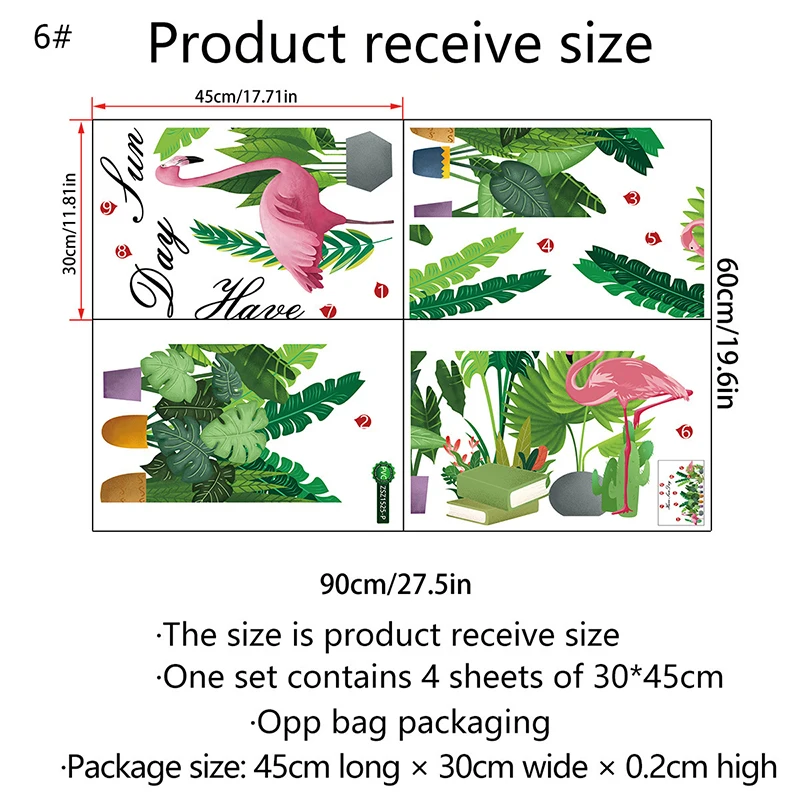 

Wallstickers Leaves Tropical Plant Background Decal Green Plants Removable FreshWallpaper Waterproof Wall Sticker Home Decor