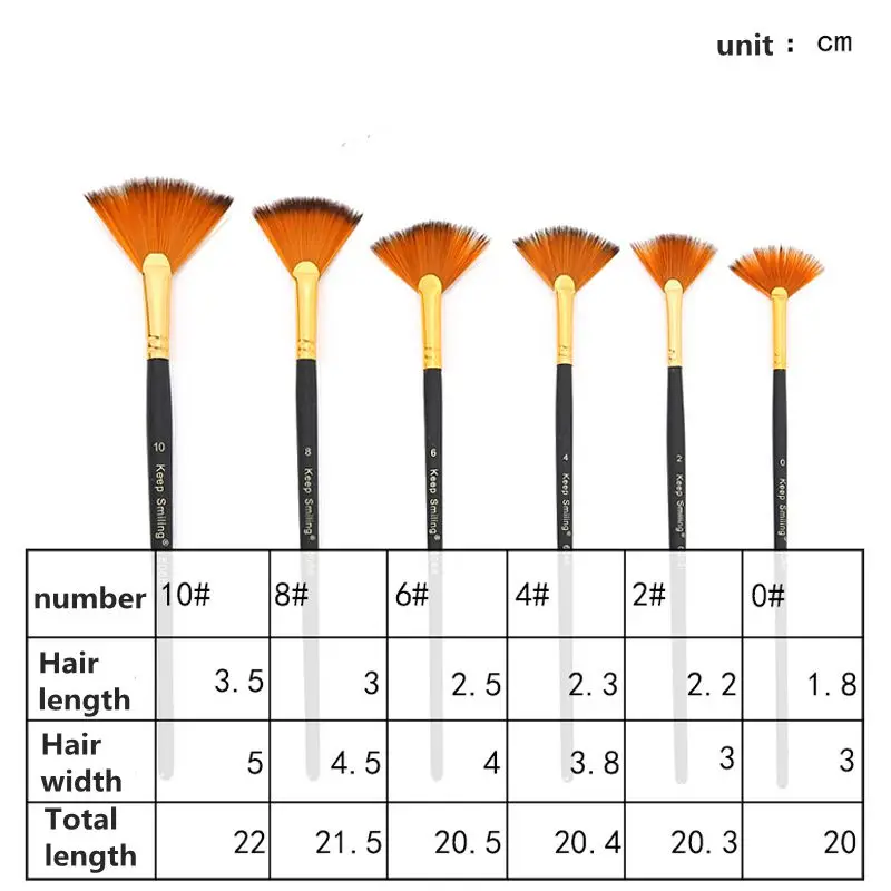 6Pcs/Set Fan shaped Nylon Hair Gouache Acrylic Watercolor Paint Brush for School Painting Drawing Art Supplies | Канцтовары для