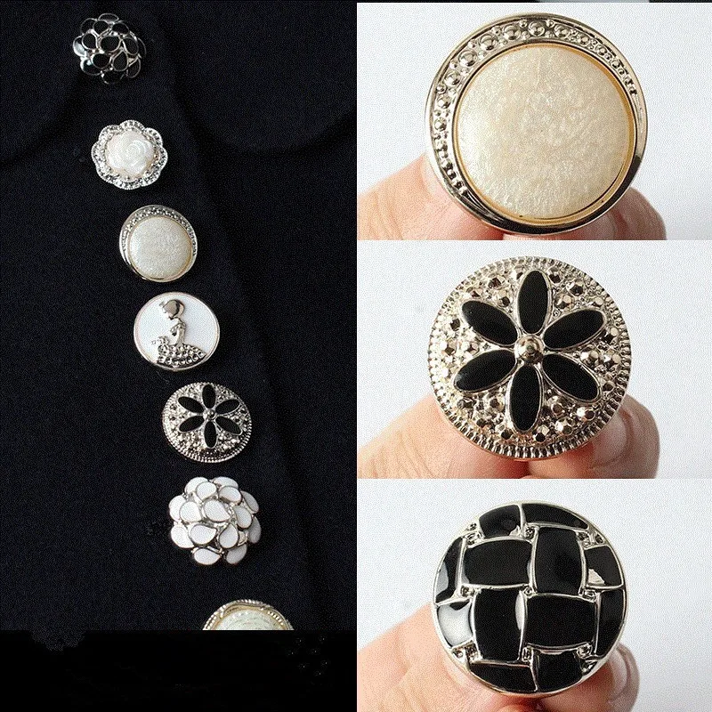 6 шт./лот 21 мм красивая жемчужная Металлическая пуговица для пальто скрапбукинг