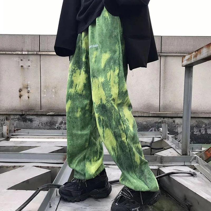 Женские вельветовые брюки с вышивкой свободные поясом на резинке повседневные в