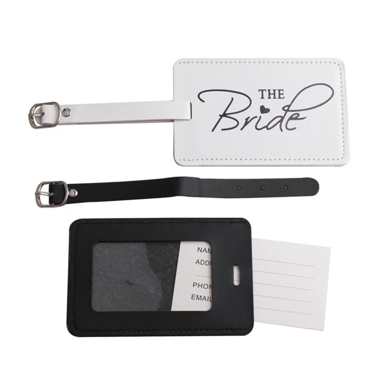 

1Set PU Leather Luggage Tag Bride Groom Passport Case for Couples Honeymoon A69C