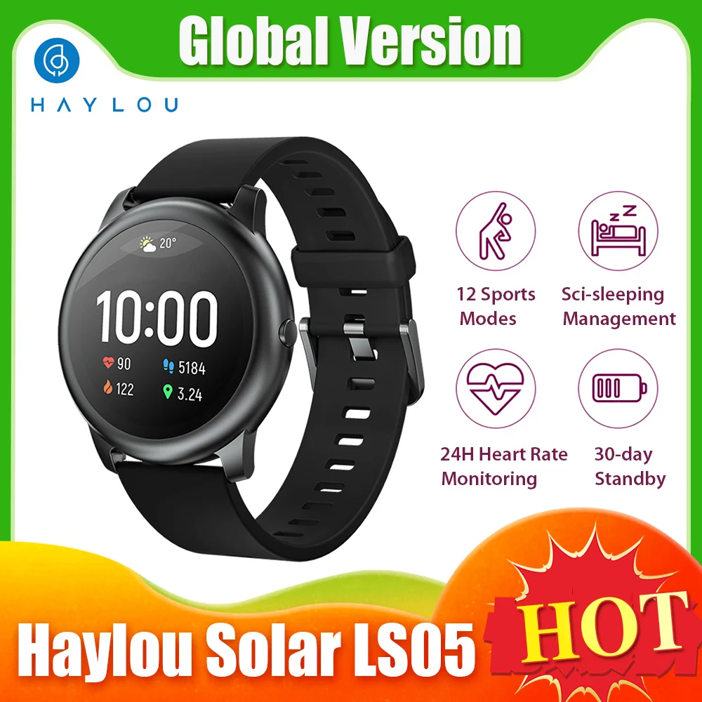

Global Version Haylou Smart Watch Solar LS05 12 Sports Mode Music Control Sport Wristband Heart Rate Monitoring Fitness Bracelet