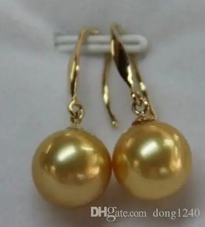 Envatio Gratis hermosa de 10 11mm redonda natural del Mar Sur pendientes oro y perlas 14 K|Подвески| |