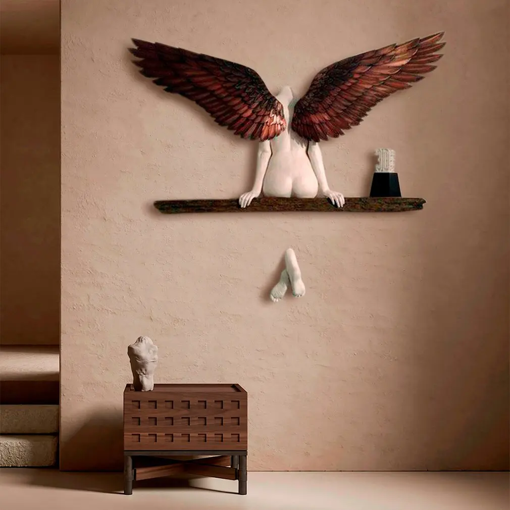 

Angel Art Sculpture Wall Decoration 3D Statue For Living Room Bedroom Decoration Home Decor Garden Statue Artwork Angel Wings