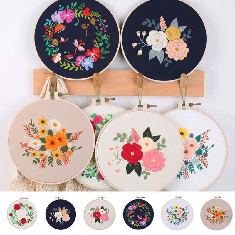 

European-style Flowers DIY Embroidery Ribbon Set Beginners With Embroidery Shed Sewing Kit Cross-stitch Crafts Arts,Crafts & Sew