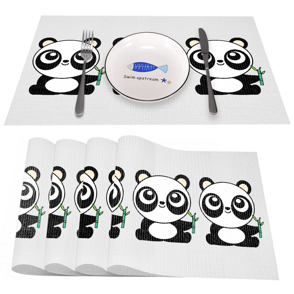 Скатерти с рисунком панды термостойкие коврики из ПВХ/полиэстера устойчивые к