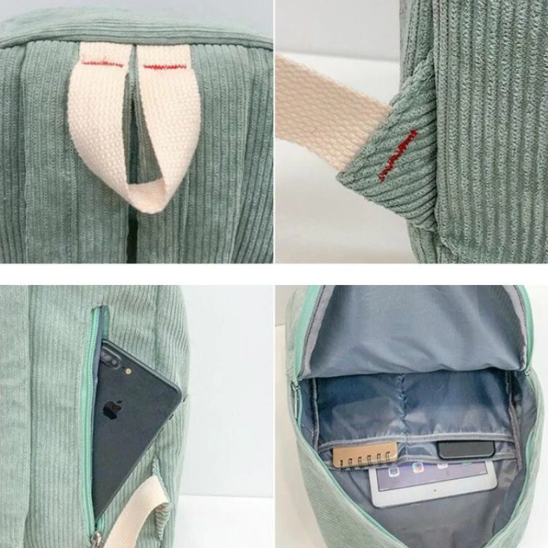 

Backpacks Women Corduroy Patchwork Students Fresh Preppy Chic Harajuku Korean Style Retro Leisure New Trendy Simple Backpack Bag