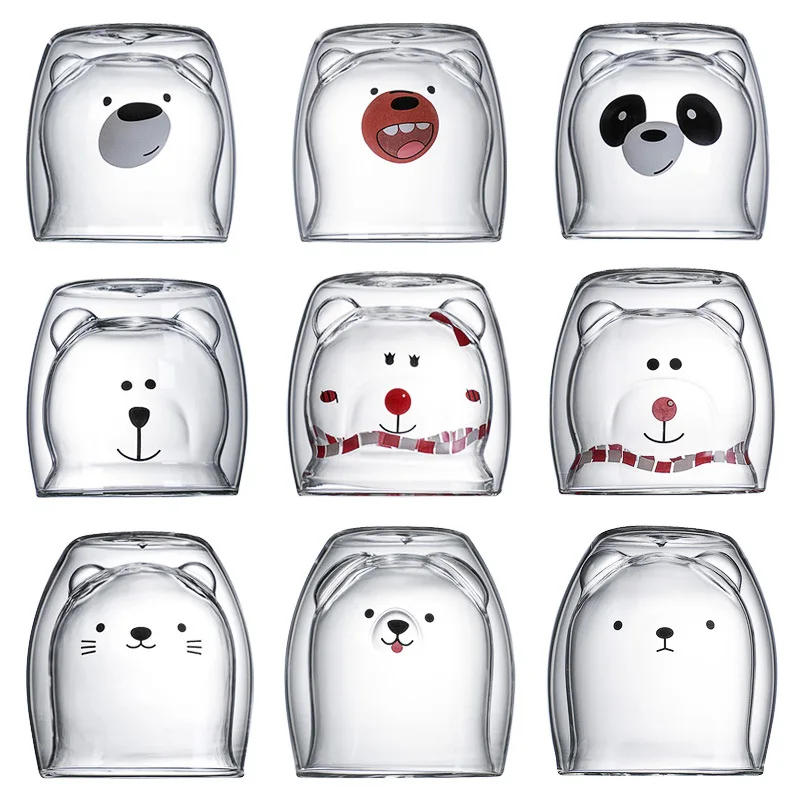 

Glass Cup Coffee Mug Double Wall Cute Beer Cat Paw Tea Milk Wine Christmas Cups gift Drinkware Funny Drinking Barware Mug