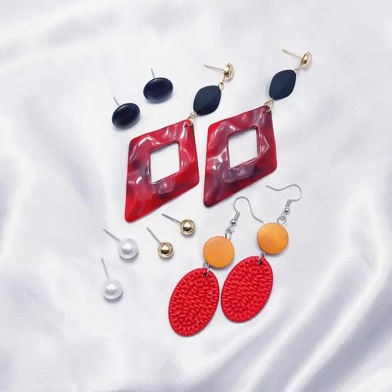 Корейские акриловые висячие серьги богемные длинные шаровые эффектные