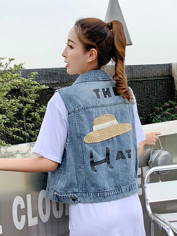 Жилет MUMUZI женский джинсовый Модный облегающий хлопковый жилет 2021 с бисером на