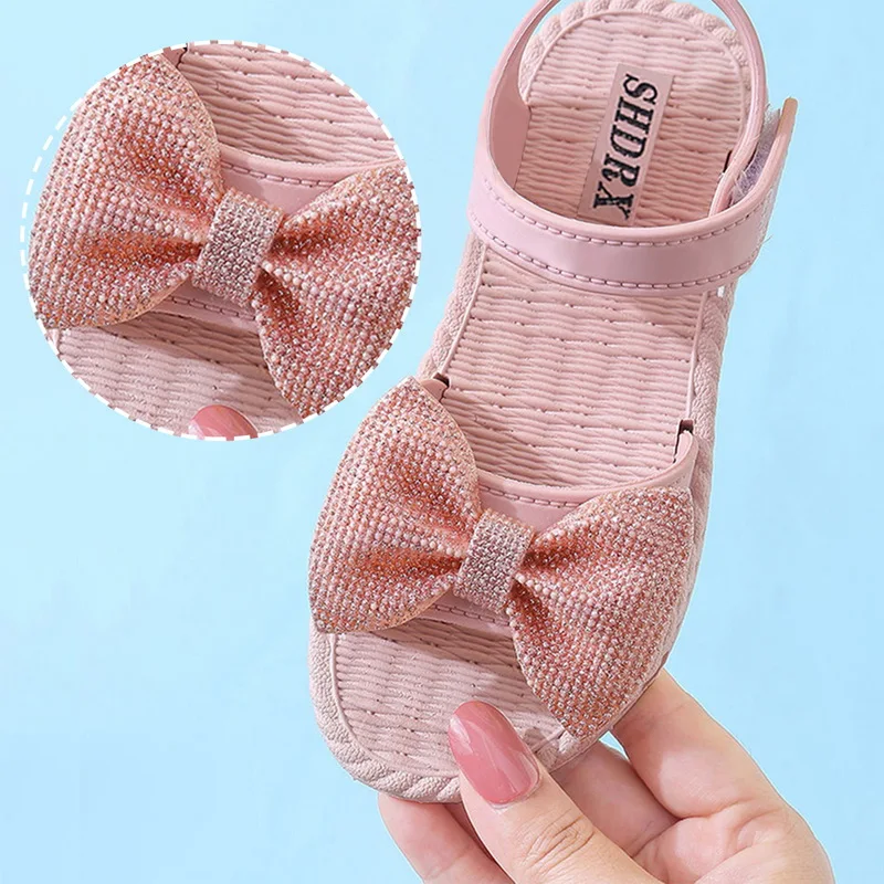 

Bow Sandals Girls 2021 Summer Newest Children's Shoes Fashion Outdoor Soft Bottom Princess Shoes Little Girl Baby Sandals Shoes