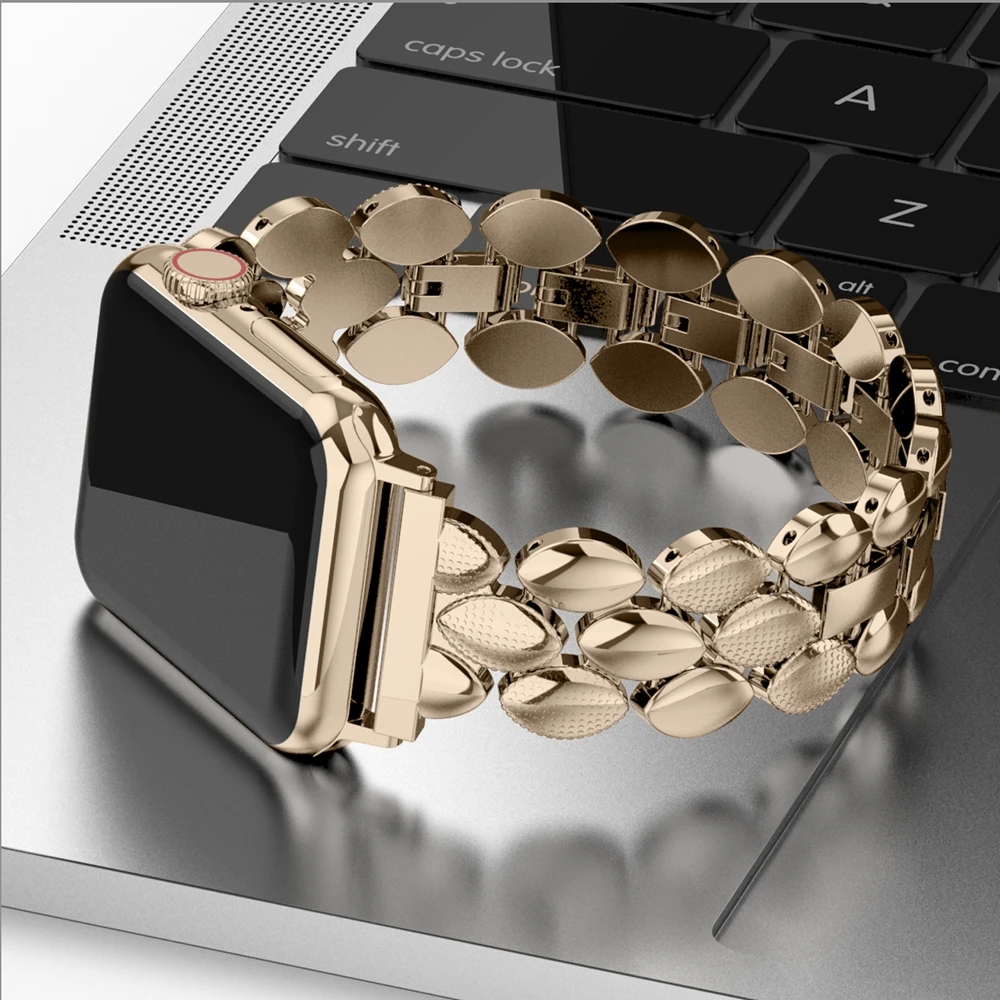 Роскошный металлический ремешок из нержавеющей стали для Apple Watch Band 38 мм 42 мм 40 мм 44 мм Модный женский мужской ремешок для iwatch series 5/4/3/2/1