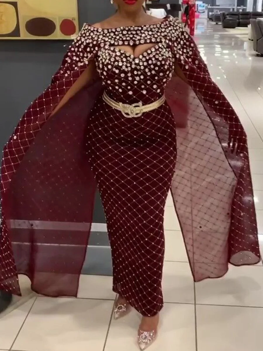 Блестящее облегающее длинное вечернее платье с блестками женские Роскошные