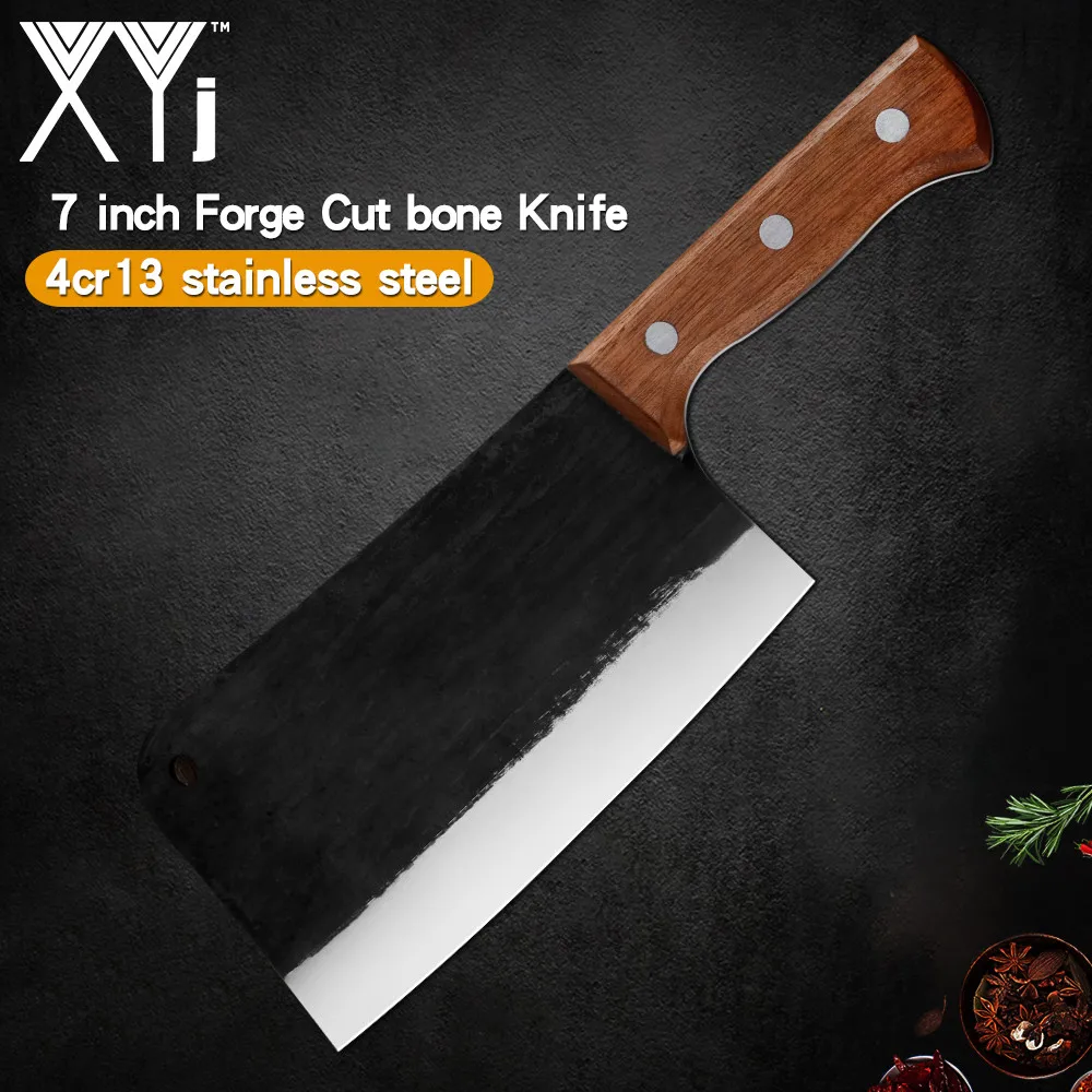 XYj 7-дюймовый кованый нож ручной работы для убоя мясника деревянная ручка