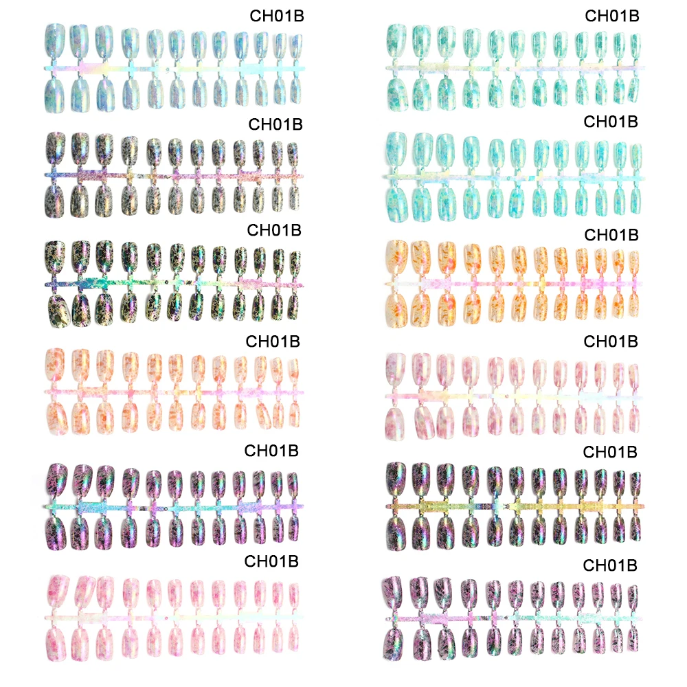 24 шт нейтральные цветные акриловые ногти квадратные наконечники шармы для