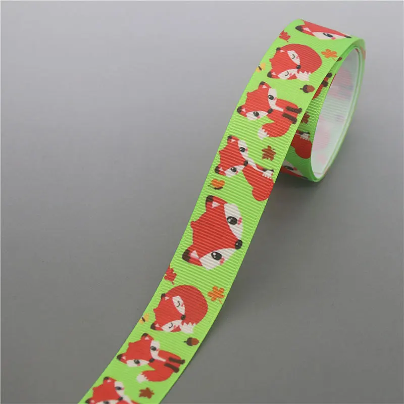 DHK 5 ярдов Пижама с изображениями лисичек напечатан Grosgrain ленты ленточный