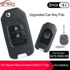 KEYECU обновленный дистанционный ключ 434 МГц 4D60 для Nissan Almera Micra Primera Patrol X-Trail Terrano Pulsar Navara Tino NSN14 Blade