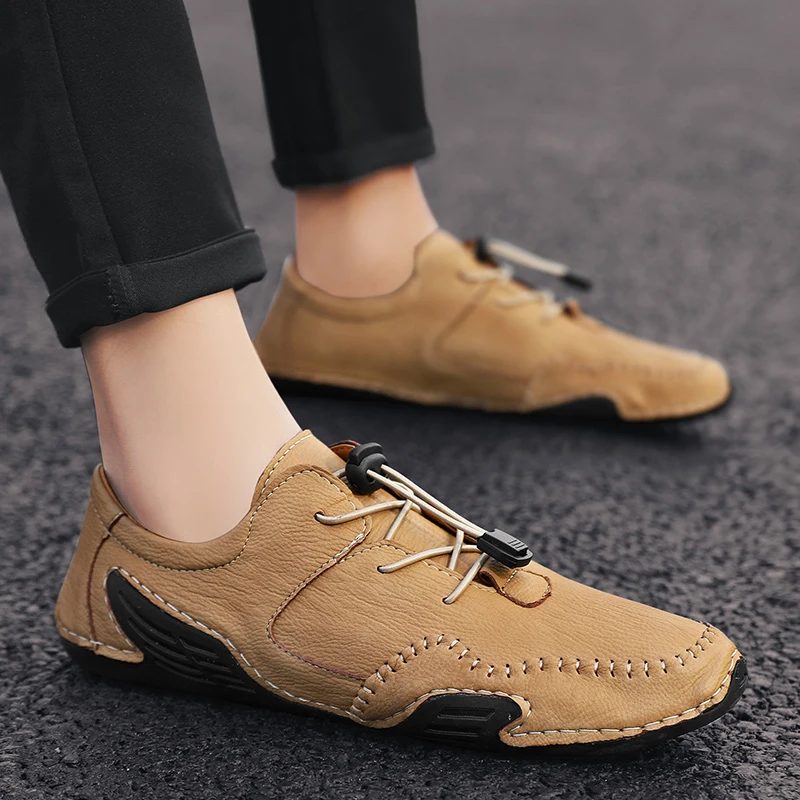 Повседневная мужская обувь из натуральной кожи мужские лоферы удобная модная