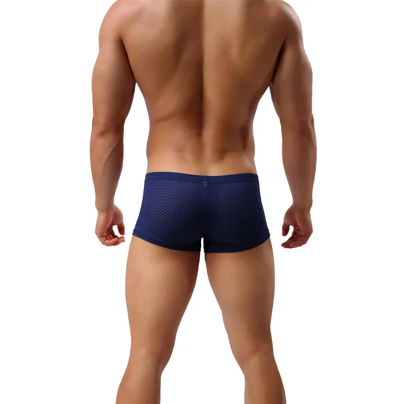 4PCS/Lot Men Boxers Underwear Nylon Breathable Hole Boxer Brand Fashion Comfortable Sexy Cueca Panties Male Solid Man Underpants