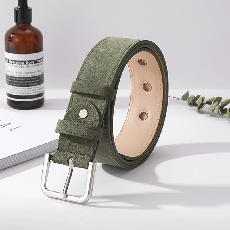 ELIfashion Pigskin Genuine Leather Belt Luxury Strap Dress And Jeans Belts For Women Fashion Shining Silver Buckle 9 Colors - Цвет: green