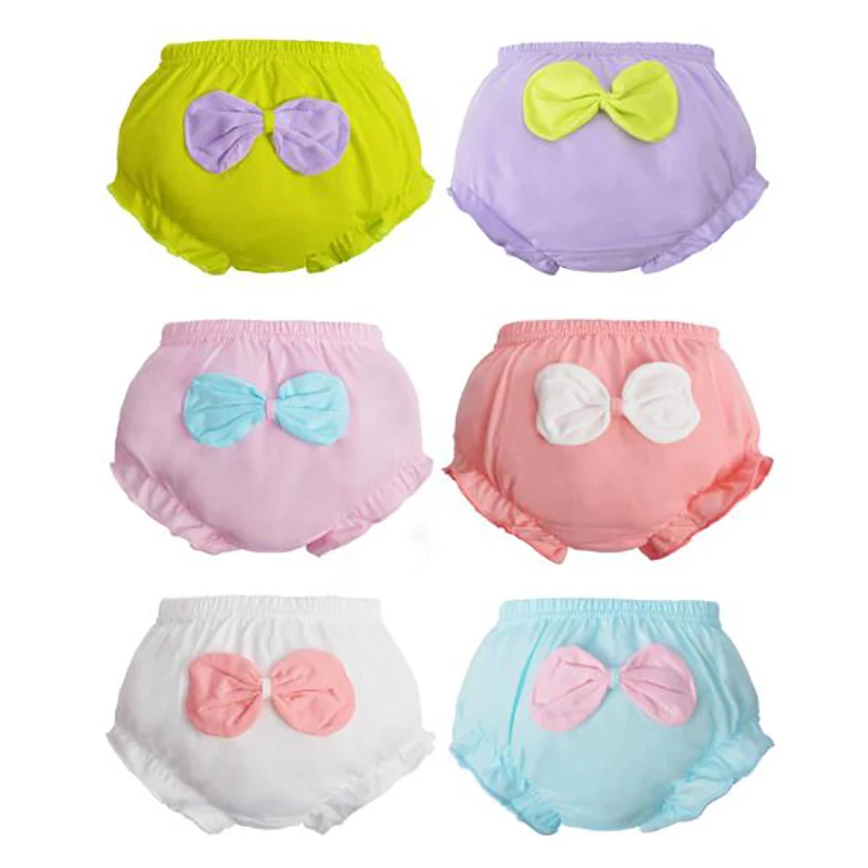 Pantalones cortos de encaje con volantes de algod&oacute;n para beb&eacute;, ni&ntilde;o y ni&ntilde;a, bombachos con cubierta de pa&ntilde;al, ropa interior s&oacute;lida, bragas rosas, bragas con volantes-3