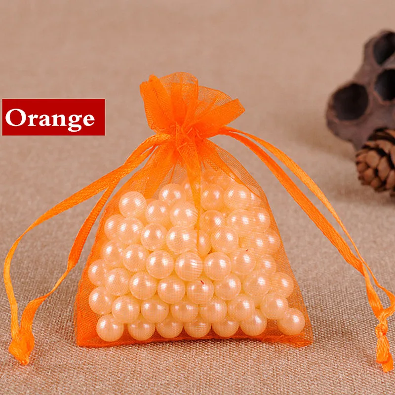 orange 100 шт/50 шт 7x9 9x12 10x15 13x18 см сумки из органзы Ювелирные изделия упаковочный мешочек для свадьбы украшения Drawable мешок подарочные пакеты 21 цвет OR7 - Цвет: orange