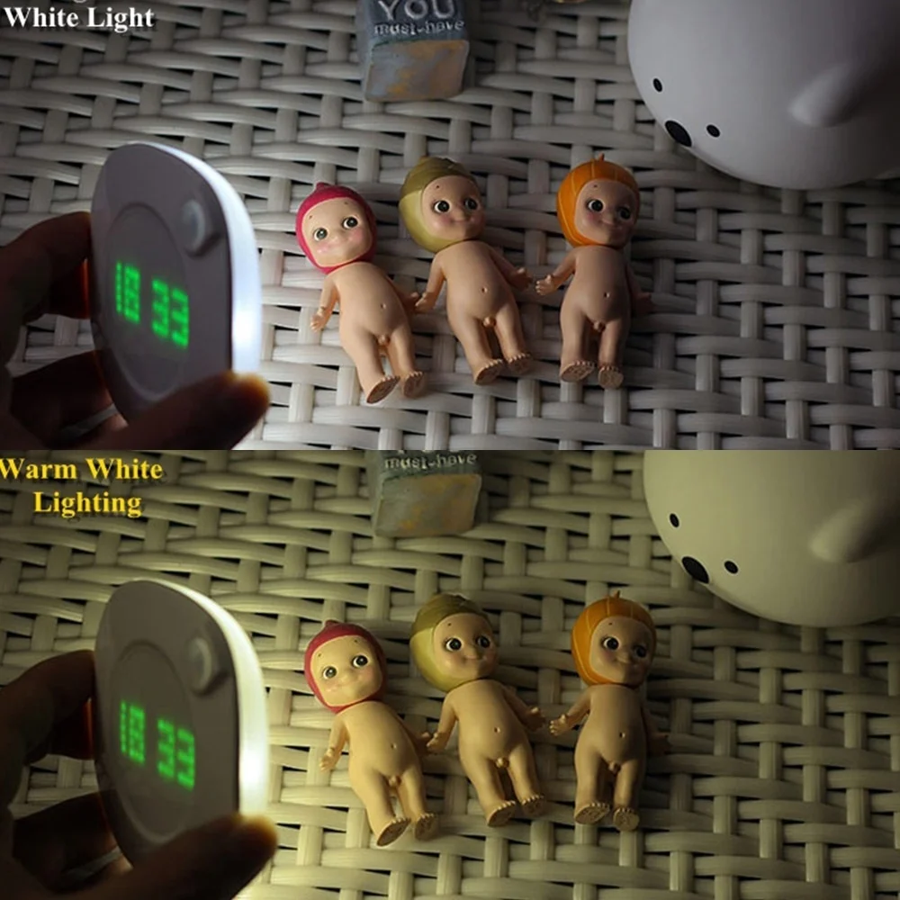 Светодиодный Ночной светильник с датчиком движения PIR домашними часами для дома