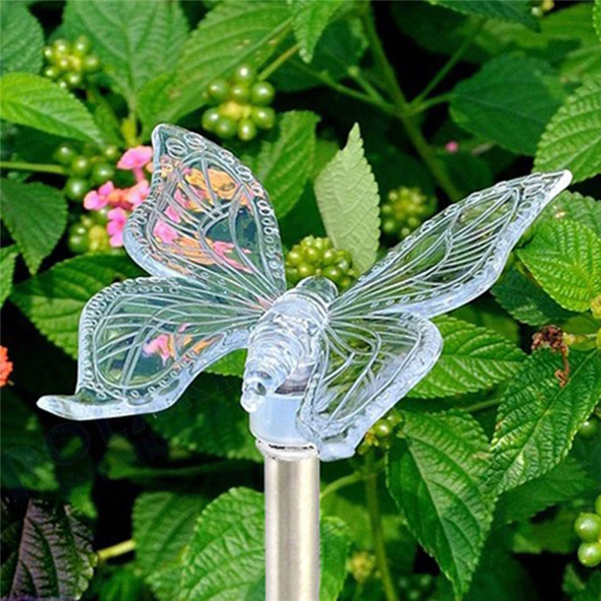 

2PCS LED Solar Landscape Path Light Outdoor Dragonfly/Butterfly/Bird Lawn Lamps Waterproof Garden Camping Lamp RGB