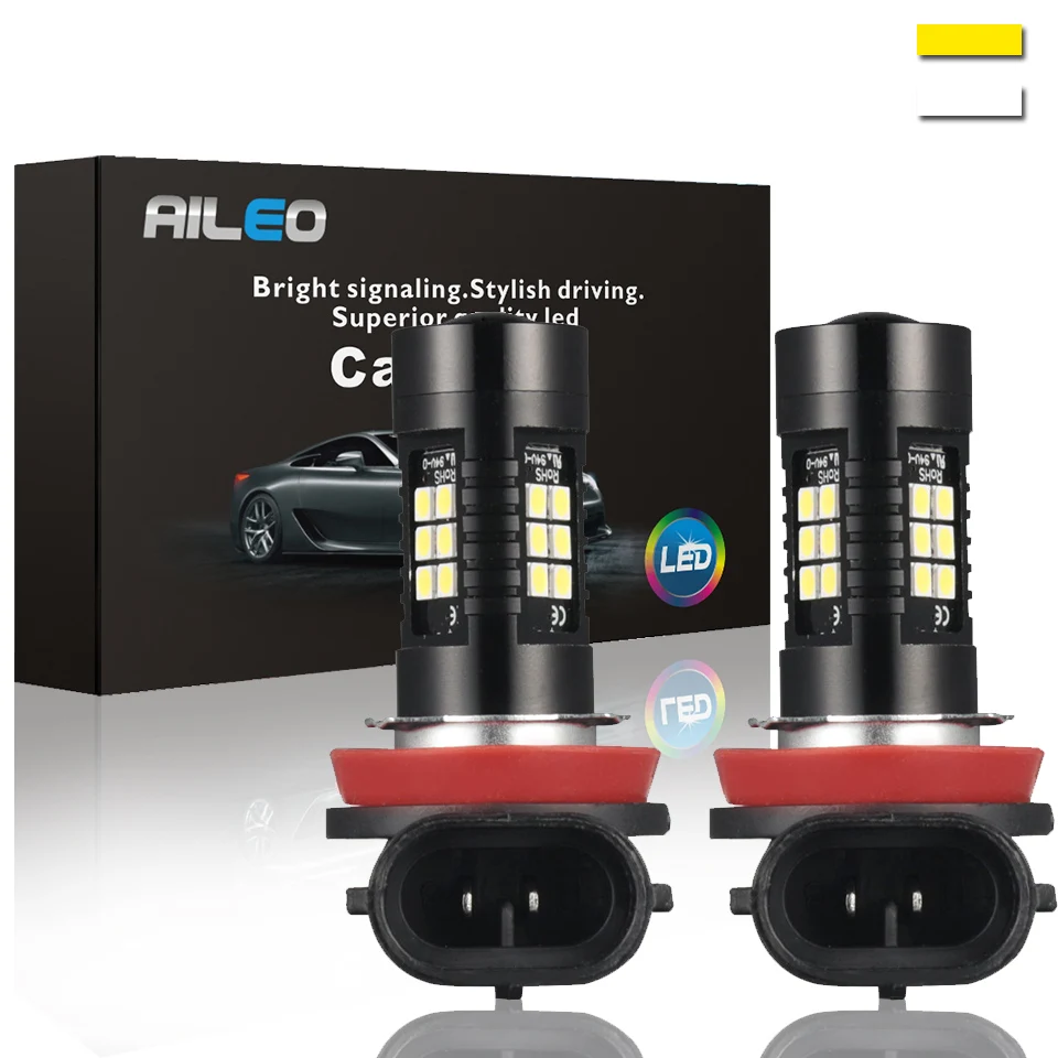 

AILEO 2pcs H8 H11 Led Bulb H9 Led Bulb HB3 9006 9005 SMD Lights 1200LM 6000K 12V White Driving Running Car Lamp Auto Light Bulbs