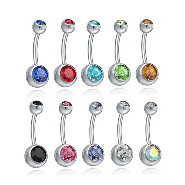 

Fashion Double Gems Surgical Steel Belly Rings