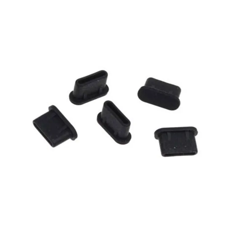 Black 5 pcs Usb зарядный порт Тип C пылезащитный Разъем зарядный порт 10 шт. силиконовый чехол для samsung huawei xiaomi АКСЕССУАРЫ для смартфона - Цвет: Black 5 pcs