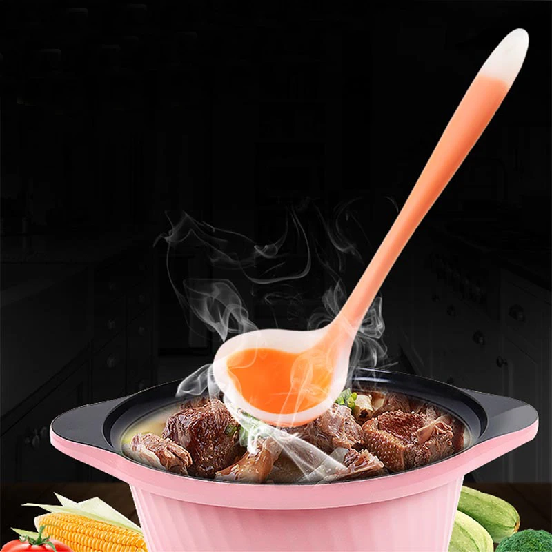 

Justcook Creative Silica Gel Kitchen Long Handled Spoon Multicolor Soup Tableware Dinnerware Silicone Ladle