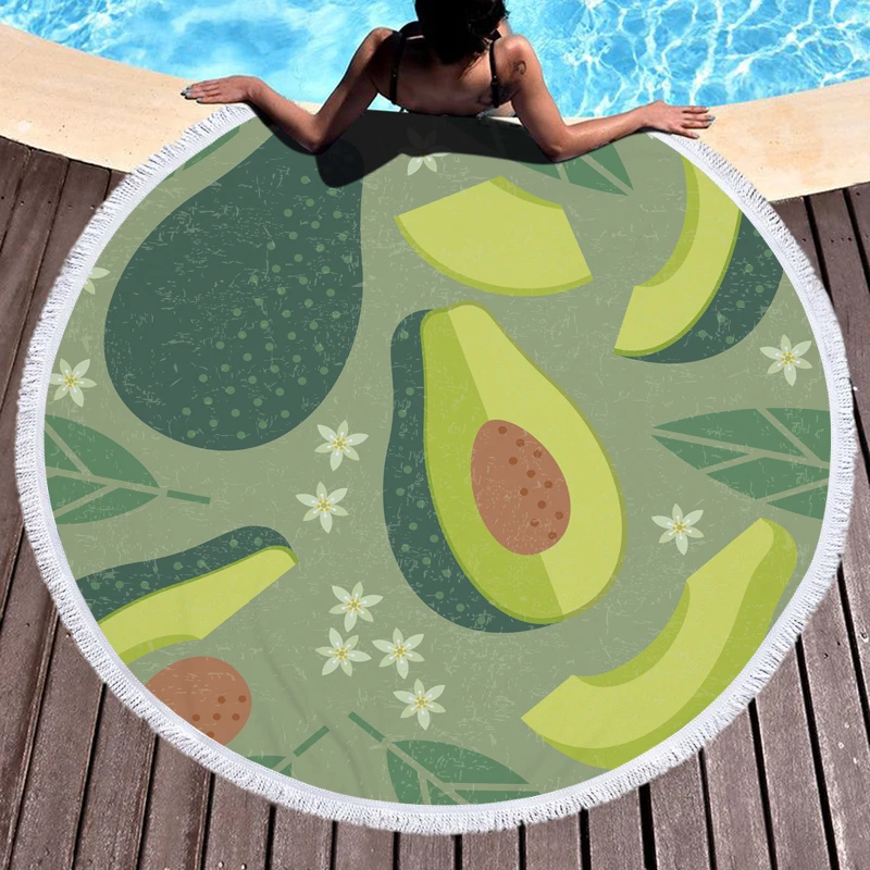 Мультфильм авокадо шаблон летнее пляжное полотенце микрофибра ткань круглые