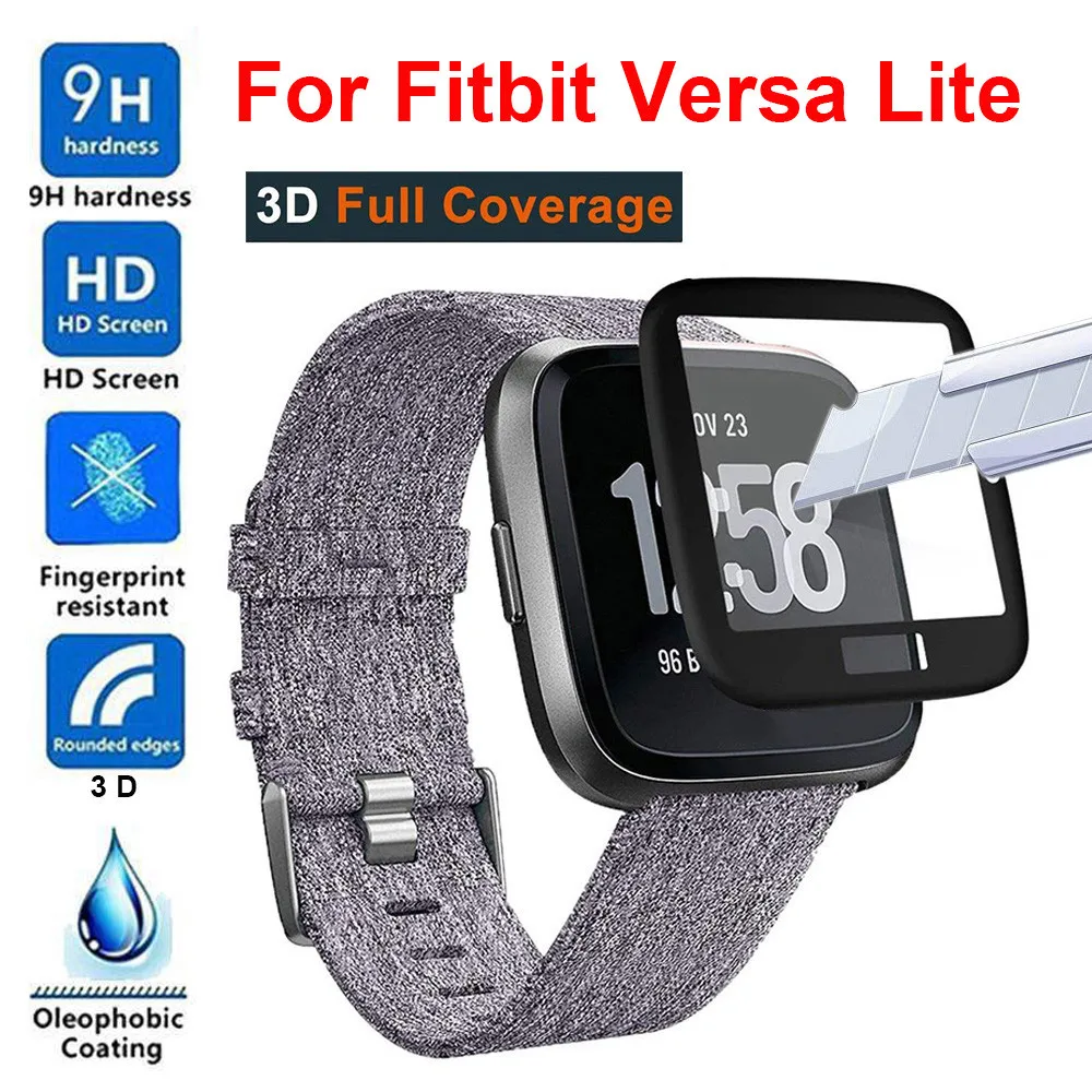 CARPRIE Full Coverage Tempered Glass Screen Protector Cover for Fitbit Versa Lite Watch | Электроника