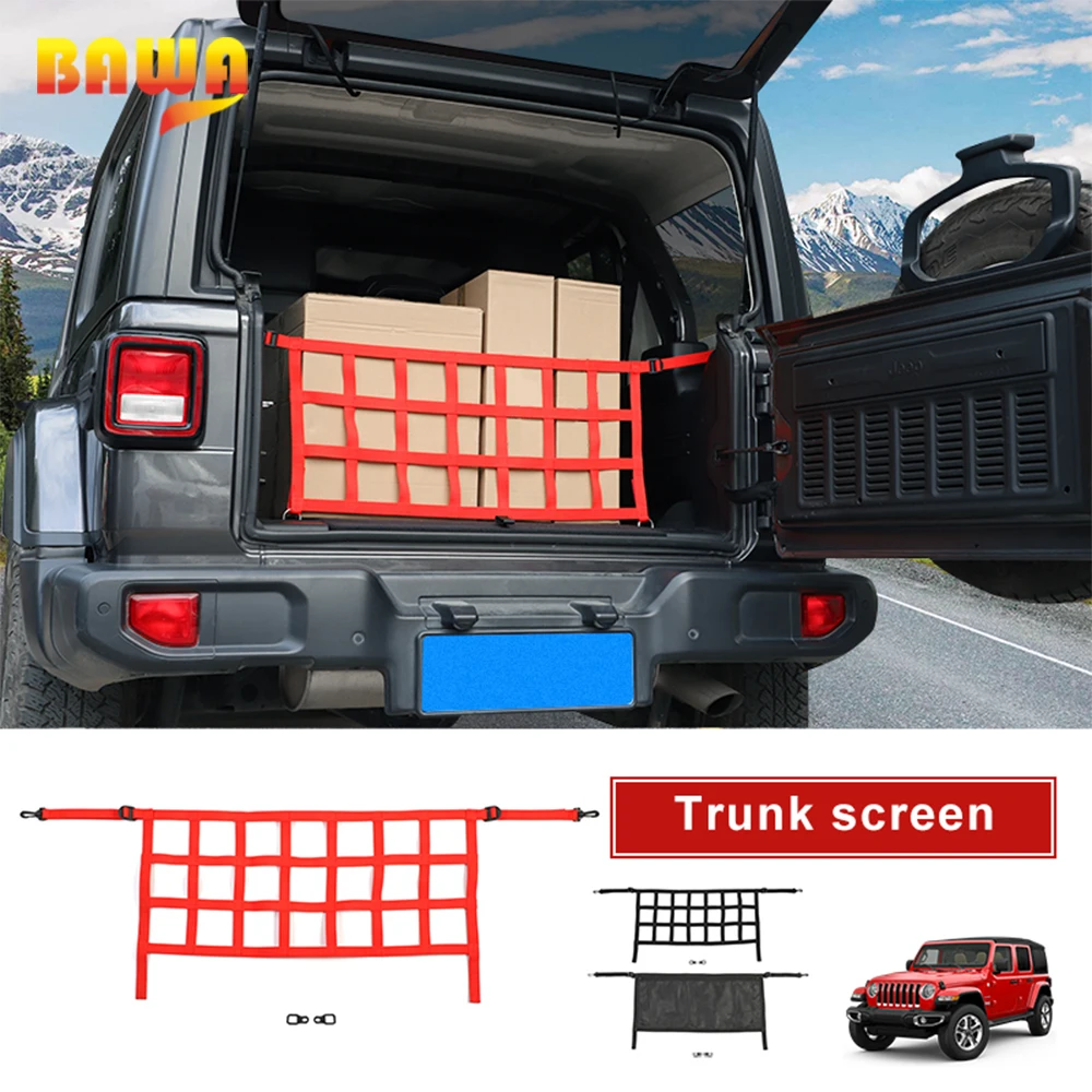

BAWA Car Covers Multifunction Trunk Cargo Screen Storage Net Cover Accessories For Jeep Wrangler JL 2018+