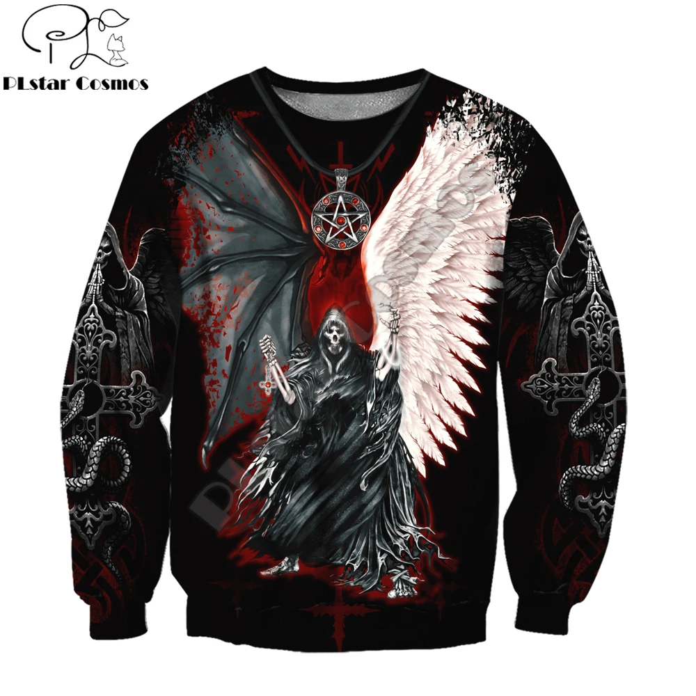 Мужская толстовка с капюшоном и 3D-принтом черепа крыльев короля осенняя унисекс